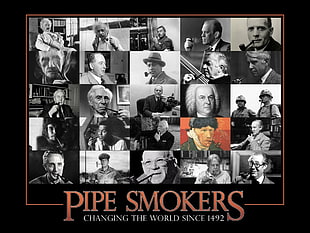 Pipe Smokers poster, celebrity, pipes, Albert Einstein, Bertrand russell