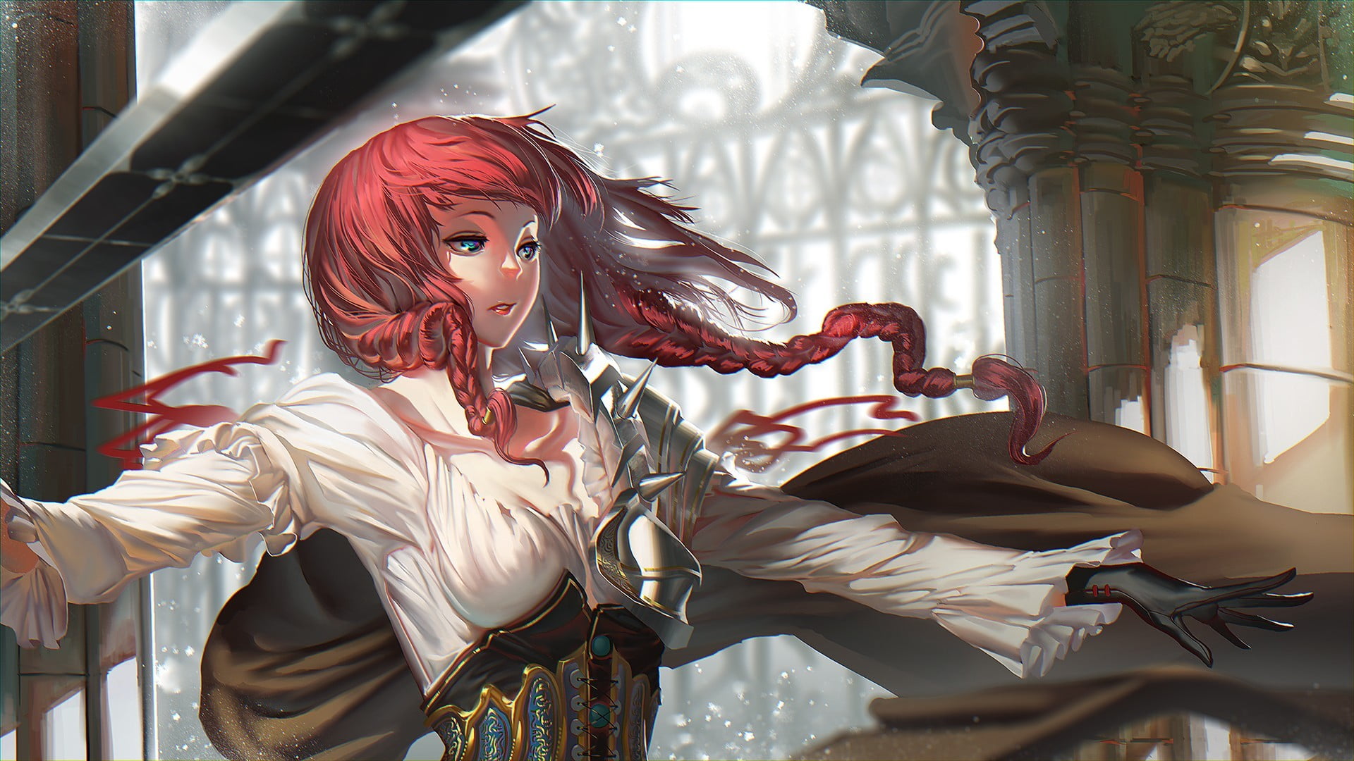 female with red hair anime character
