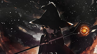 witch holding staff digital wallpaper