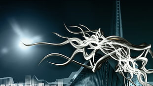 gray and black illustration, render, digital art, abstract