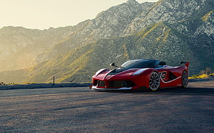 red and black sports coupe, sports car, Ferrari HD wallpaper
