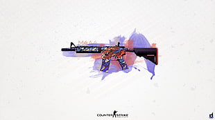 black and multicolored Counter Strike rifle wallpaper, Counter-Strike, Counter-Strike: Global Offensive, M4A4, assault rifle HD wallpaper
