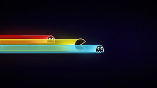Pac-man and Ghosts wallpaper, blue, Pacman, GameBoy, old games HD wallpaper