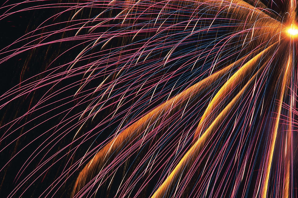 orange and red fireworks HD wallpaper