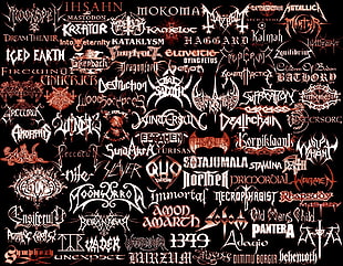 black background with text overlay, metal band, heavy metal, black metal, typography