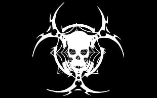 hazzard logo, minimalism, skull, gas masks, biohazard HD wallpaper