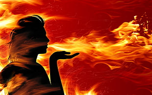 woman in fire illustration