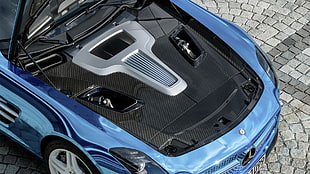 black and blue car seat, Mercedes SLS, car