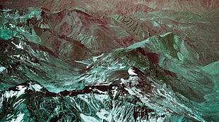 aerial photography of mountain, landscape, mountains, snowy peak, aerial view