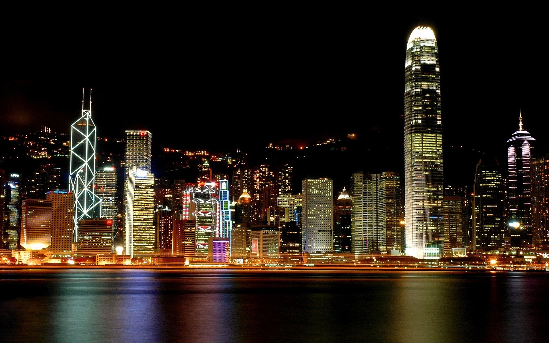 Hong Kong cityscape, cityscape, Hong Kong, China, night HD wallpaper.