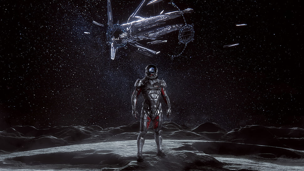 man on moon game digital wallpaper HD wallpaper