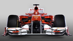 white and red Ferrari Shell V-Power racing car, Ferrari F1, Formula 1, Ferrari, vehicle