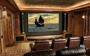 projector screen showing galleon ship