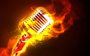 flaming microphone illustration