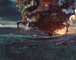 brown wooden framed glass top table, Howl's Moving Castle, anime, Studio Ghibli HD wallpaper