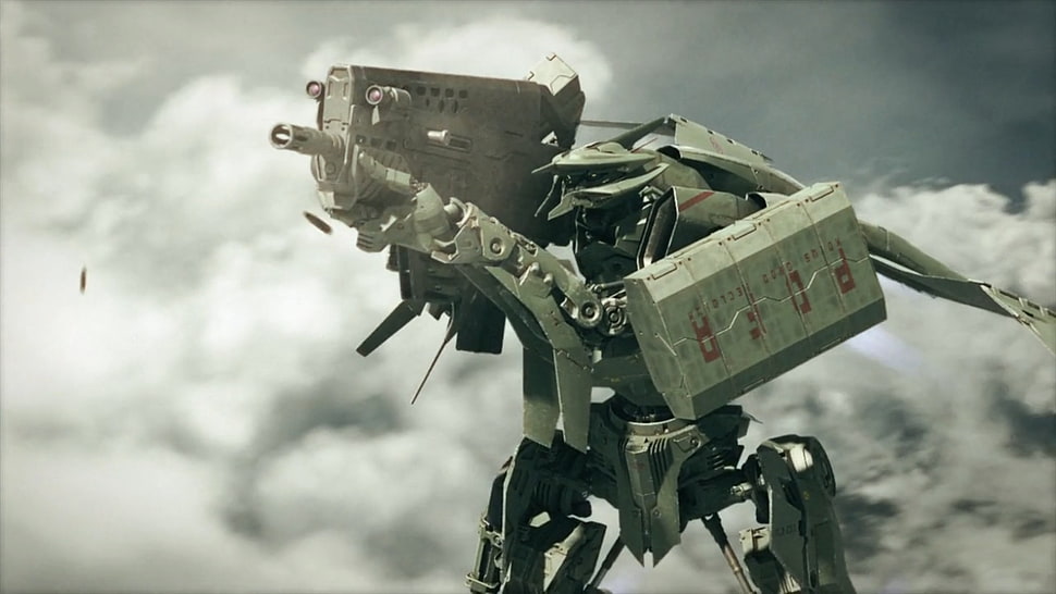 gray war robot, mech HD wallpaper