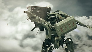 gray war robot, mech