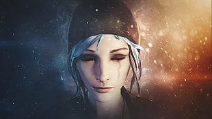 woman wearing cap illustration HD wallpaper