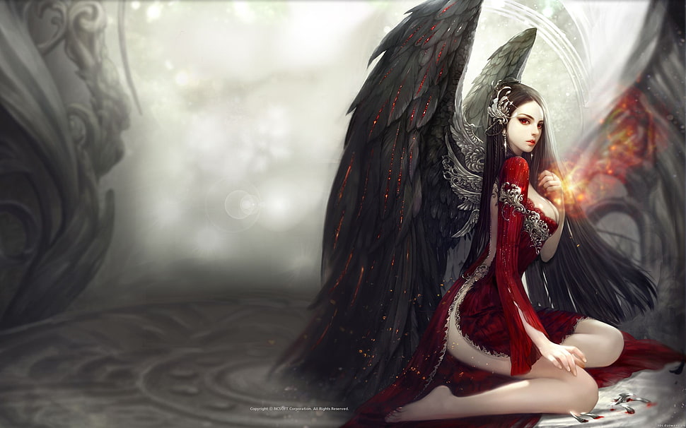 female angel anime character HD wallpaper