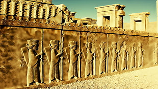 yellow concrete wall \, Iran, Shiraz, Persepolis