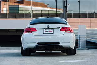 white BMW hatchback HD wallpaper