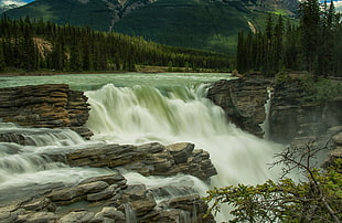 waterfalls photo, athabasca falls, athabasca river, Jasper National Park, Canada HD wallpaper