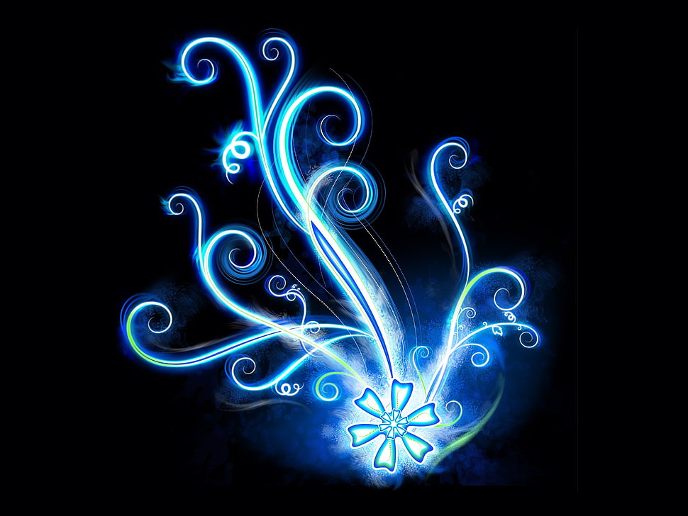 blue LED light decor HD wallpaper