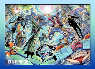 One Piece cast illustration, One Piece, anime