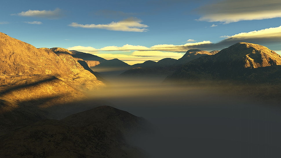 mountain top covered with cloud bed during daytime HD wallpaper