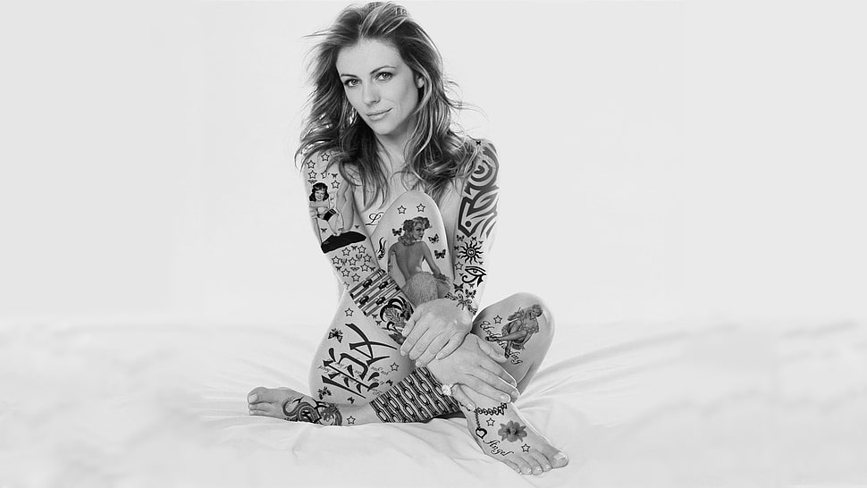 woman with tattoo all over her body HD wallpaper