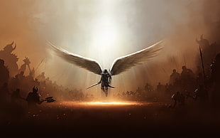 angel illustration, artwork, wings, angel, Diablo
