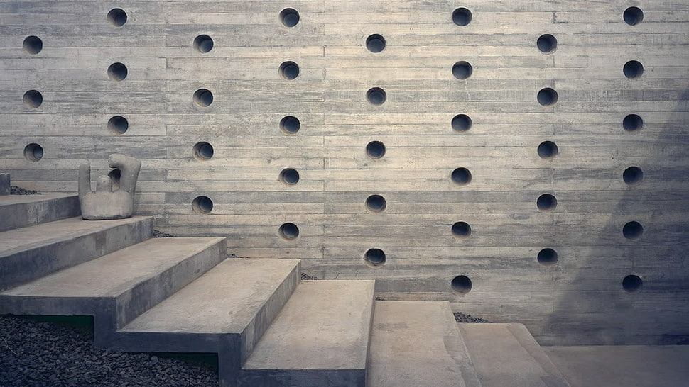 gray concrete stairs, building, steps, wall HD wallpaper