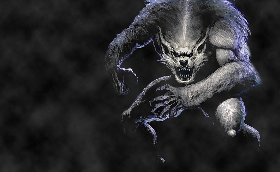 monster wolf digital wallpaper HD wallpaper