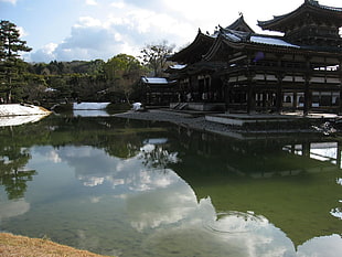 body of water and palace, Japan