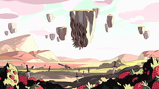 illustration of rocks floating, Steven Universe, cartoon