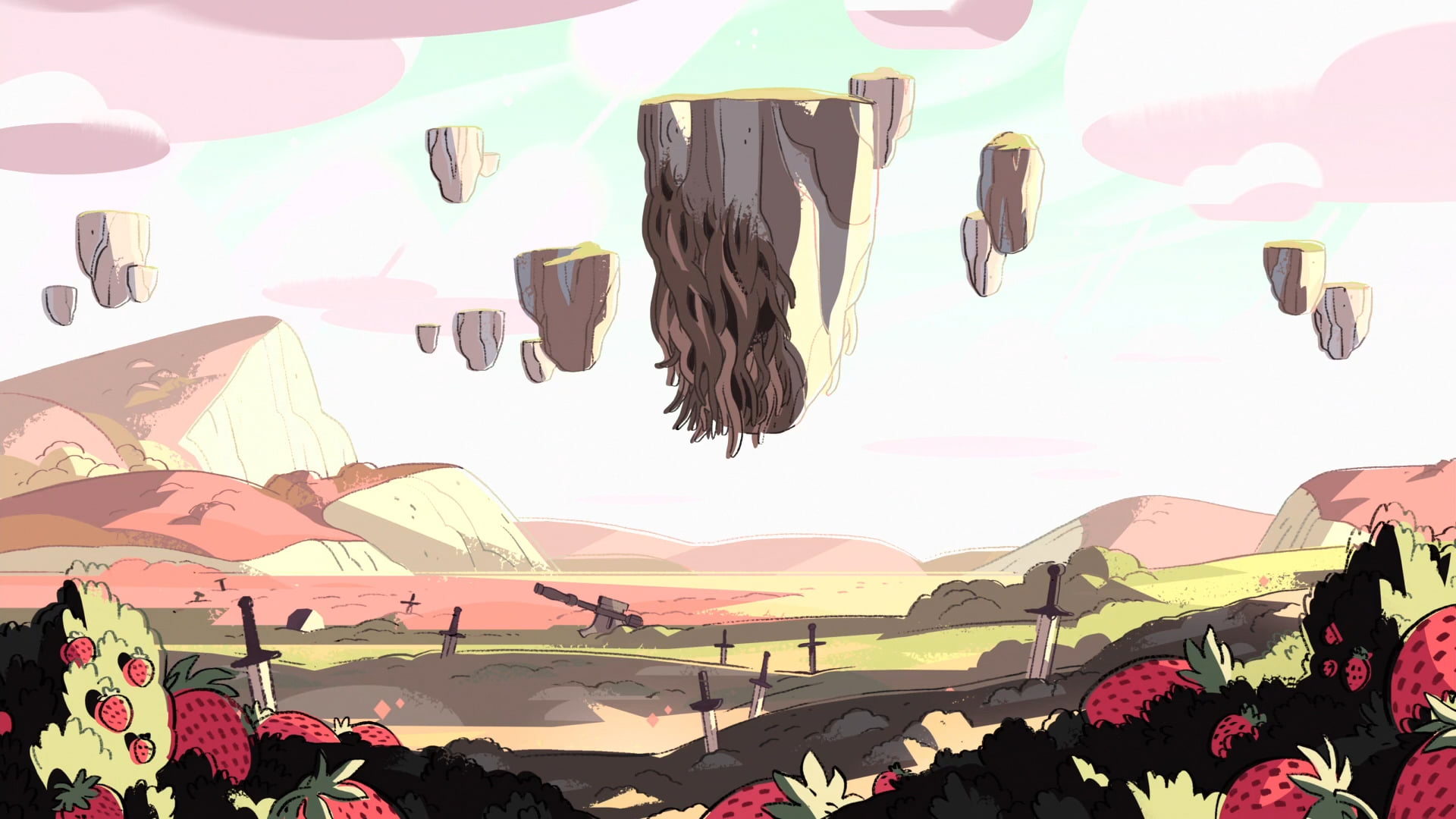 illustration of rocks floating, Steven Universe, cartoon