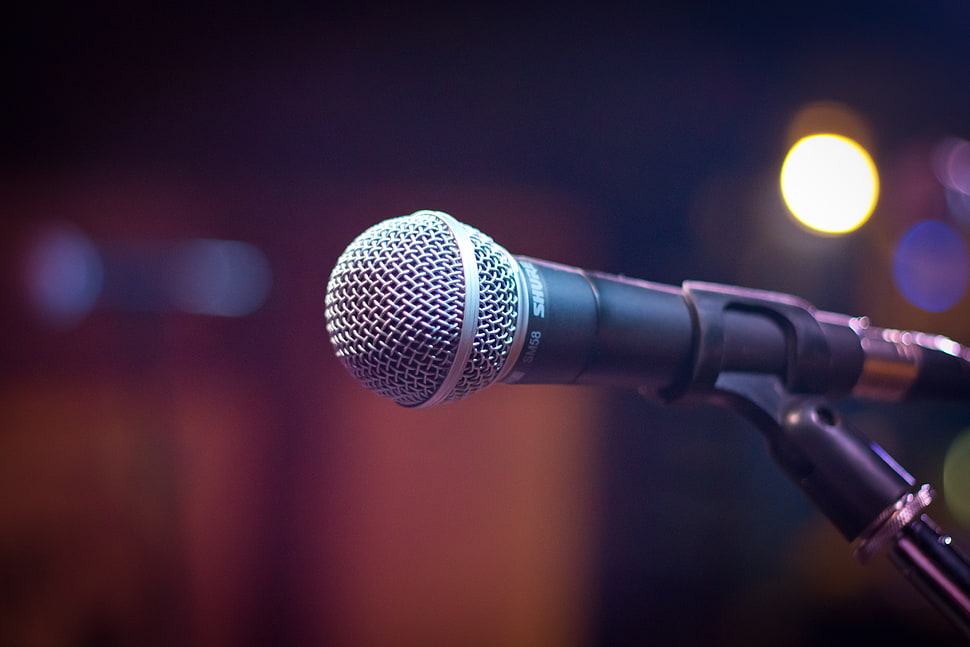 selective focus photography of black microphone HD wallpaper