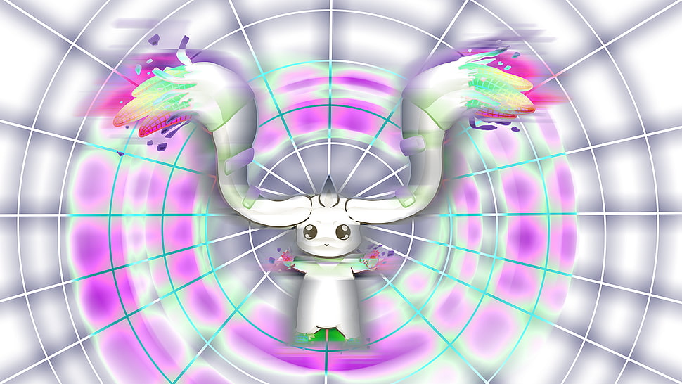 white and purple desk fan, terriermon, Digimon Adventure, digivolve, imalune HD wallpaper