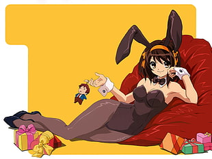 woman wearing brown rabbit costume HD wallpaper