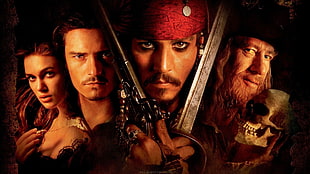 Pirate of Caribbean wallpaper, movies, Pirates of the Caribbean: The Curse of the Black Pearl, Keira Knightley, Johnny Depp