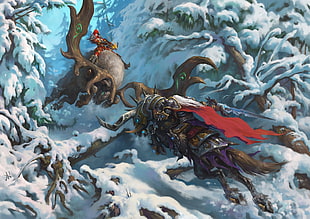 two men ride on horses painting, fantasy art, Warcraft, Diablo III, Arthas Menethil 