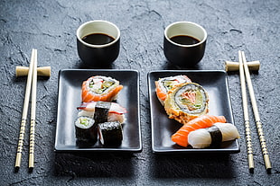 two Japanese dishes, food, sushi