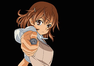 female anime character about to toss a coin illustration, To Aru Kagaku no Railgun, Misaka Mikoto