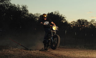 black and brown touring motorcycle, trial motor, motorcycle, Yamaha HD wallpaper
