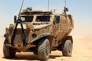 brown military vehicle