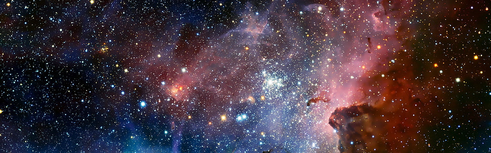 galaxy illustration, space, multiple display, nebula, space art HD wallpaper