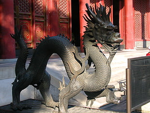 black concrete dragon statue