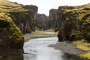 body of water, Fjaðrárgljúfur, Iceland, river, hills