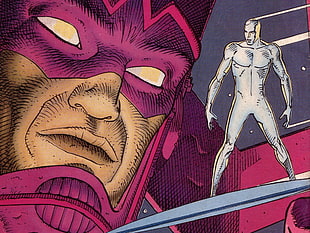 man wearing mask illustration, Mœbius, Silver Surfer, Galactus