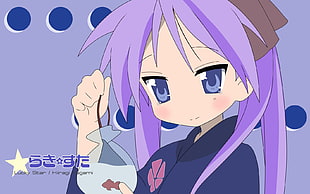 animated girl in purple hair HD wallpaper